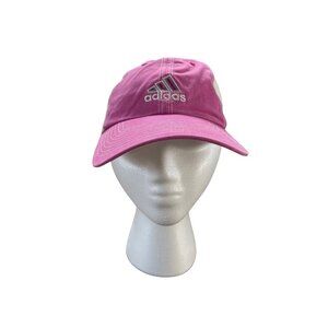 Adidas Pink & White Cotton Adjustable Strapback Hat For Women